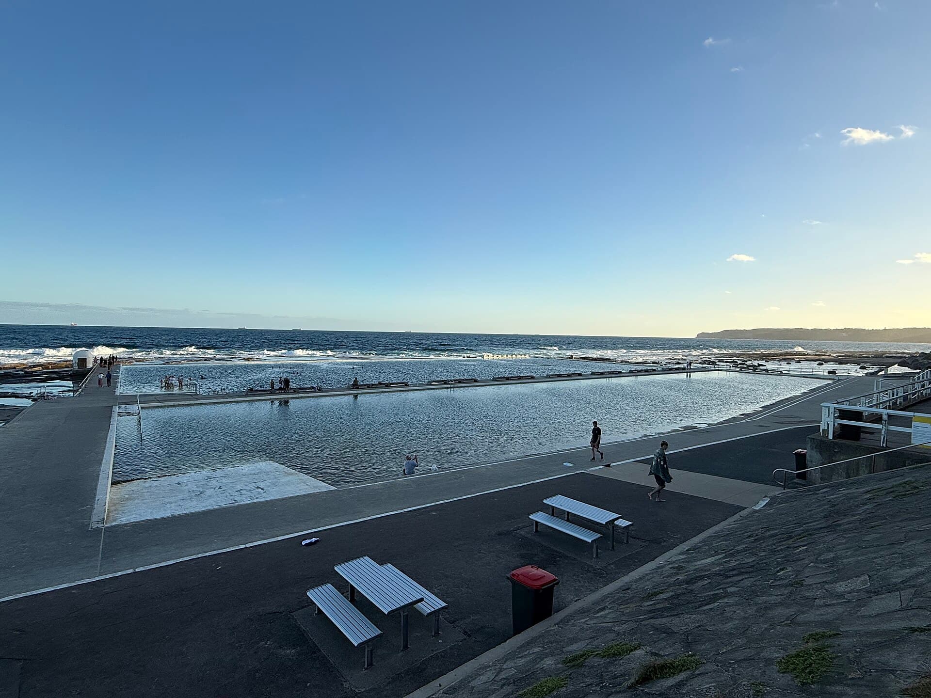 The concrete ocean baths at Merewether, Newcastle, in hard coastal light