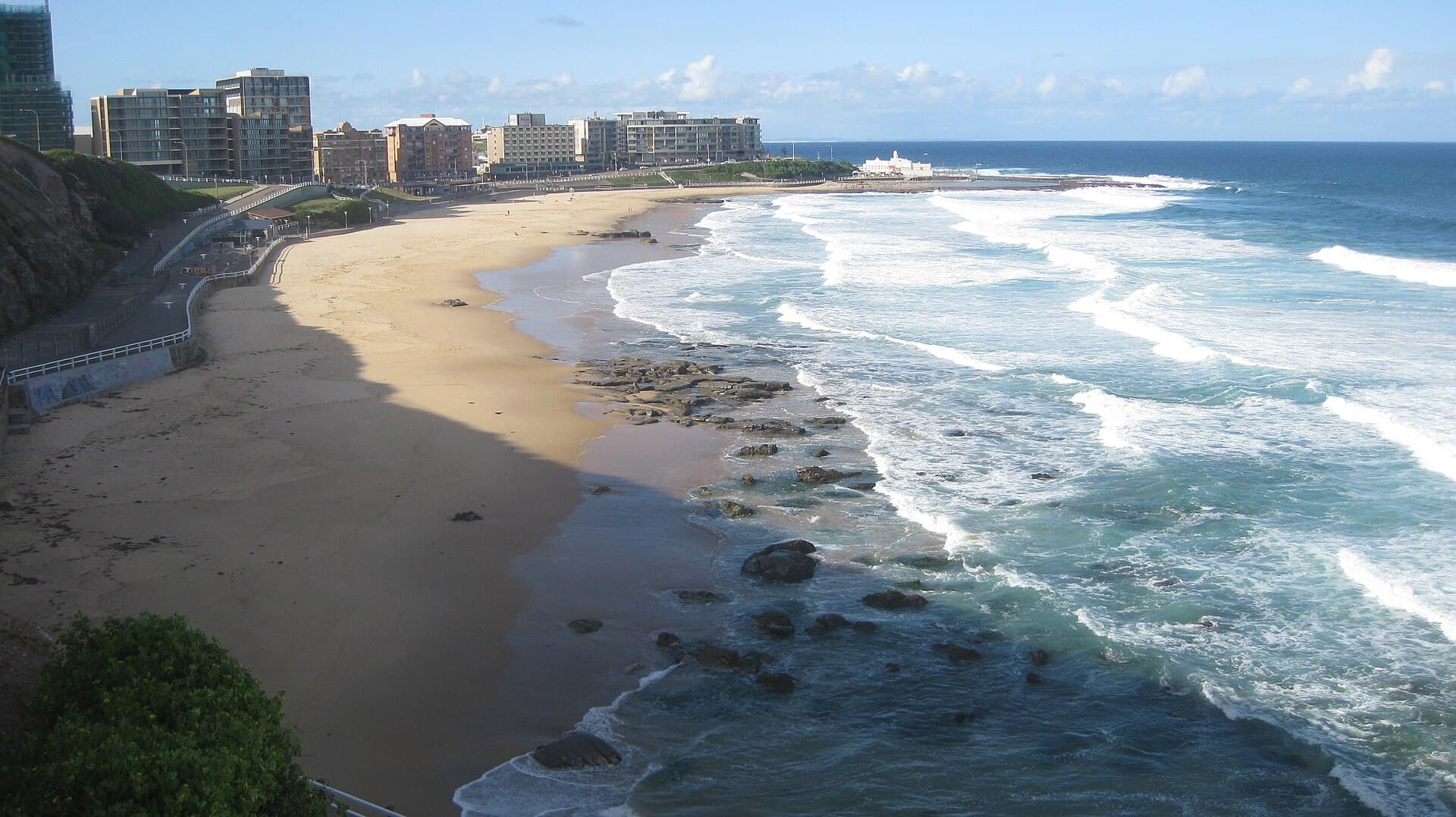 Newcastle Beach looking along the New South Wales coast toward the headland